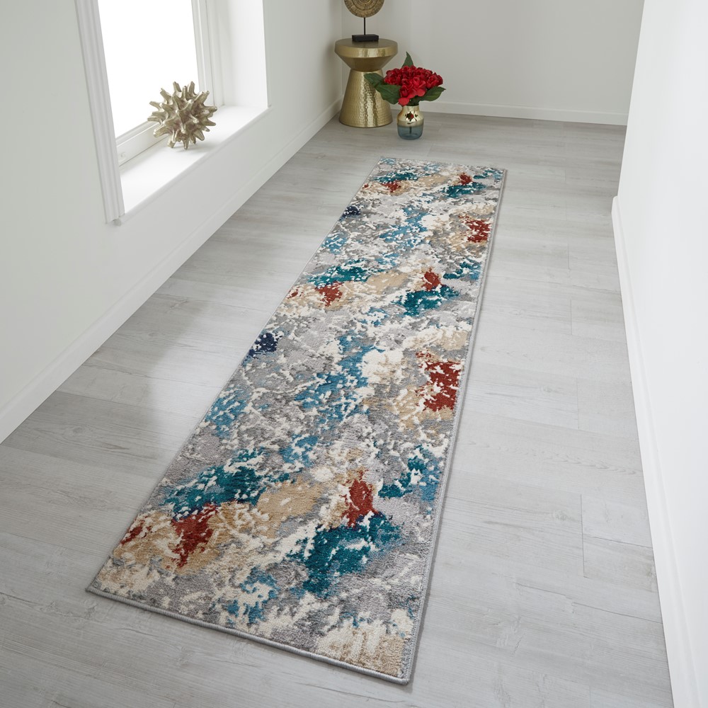 Zoe 1803 X Runner Rugs in Abstract Distressed Multi